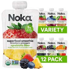 Variety Pack Superfood Fruit Smoothie Pouches - 12 Count, 4.22 Oz Each - Vegan,