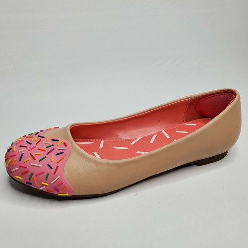 Schuh Bäckerei rosa Streusel flach Damen Größe 5 Donut Design Süßigkeiten für Ihre Füße - Bild 3 von 10