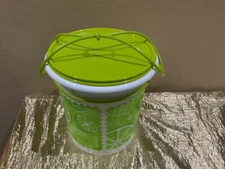 New UNIQUE Tall Round Tupperware Bucket/Container 8.5L with Green Lemons Theme