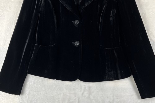 Semantiks Anthropologie Whimsy Goth Crushed Black Velvet Lined Jacket Blazer 8P - Bild 4 von 19