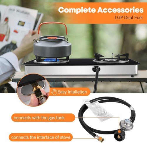 Gas Cooktop Stove 2 Burners Portable Propane Double Cooker Auto Ignition LPG - Picture 7 of 7