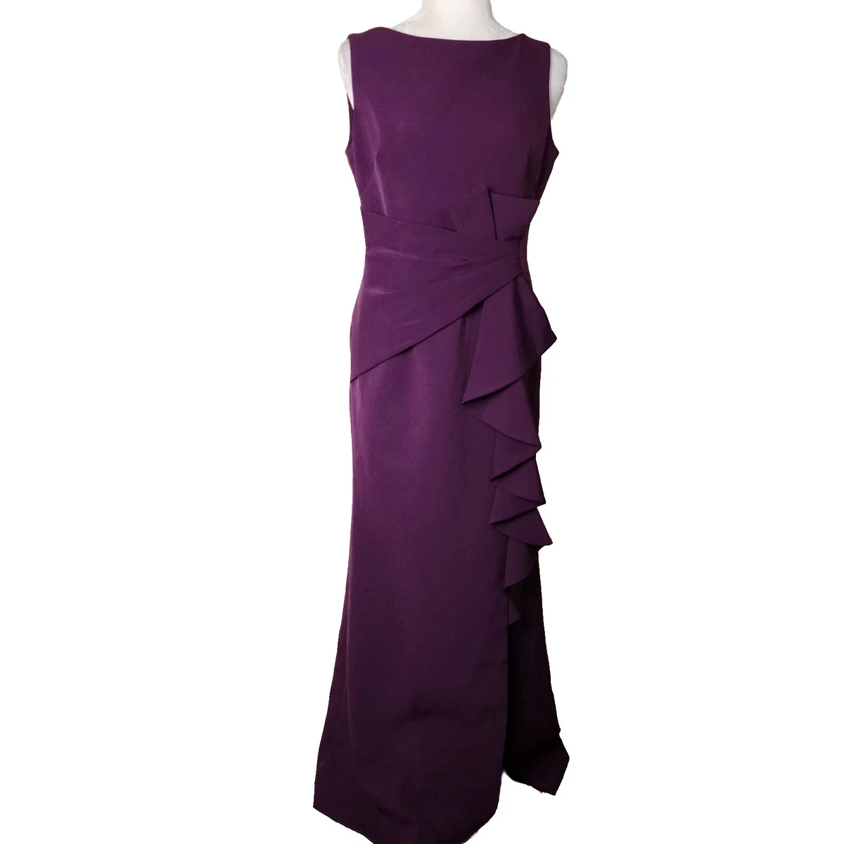 Plum boat neck top dress with ruched detail