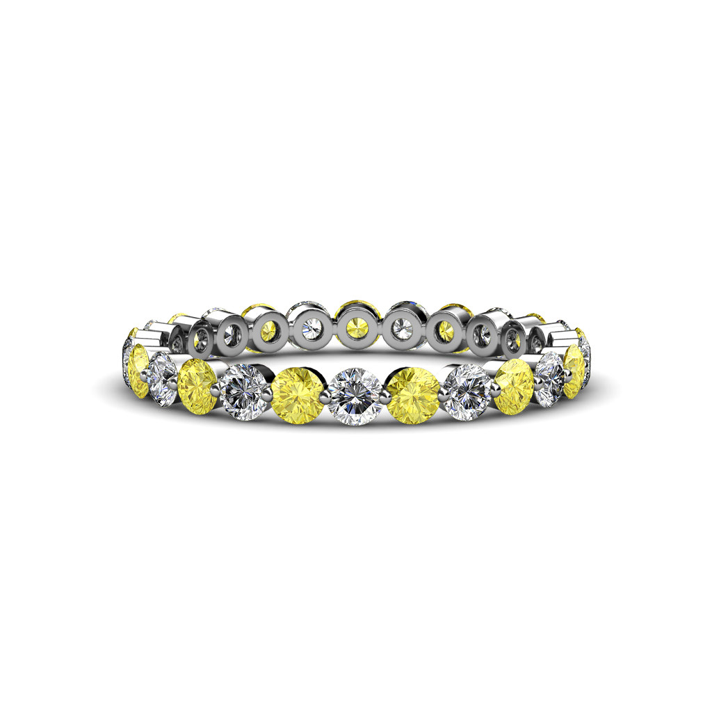 TriJewels Diamond and Yellow Sapphire Eternity Ring 1.36 ctw TriJewels Diamond and Yellow Sapphire Eternity Ring 1.36 ctw