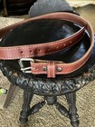 Vintage Broad Stitched whiskey Leather Belt In Very Good Condition 46 — photo 1
