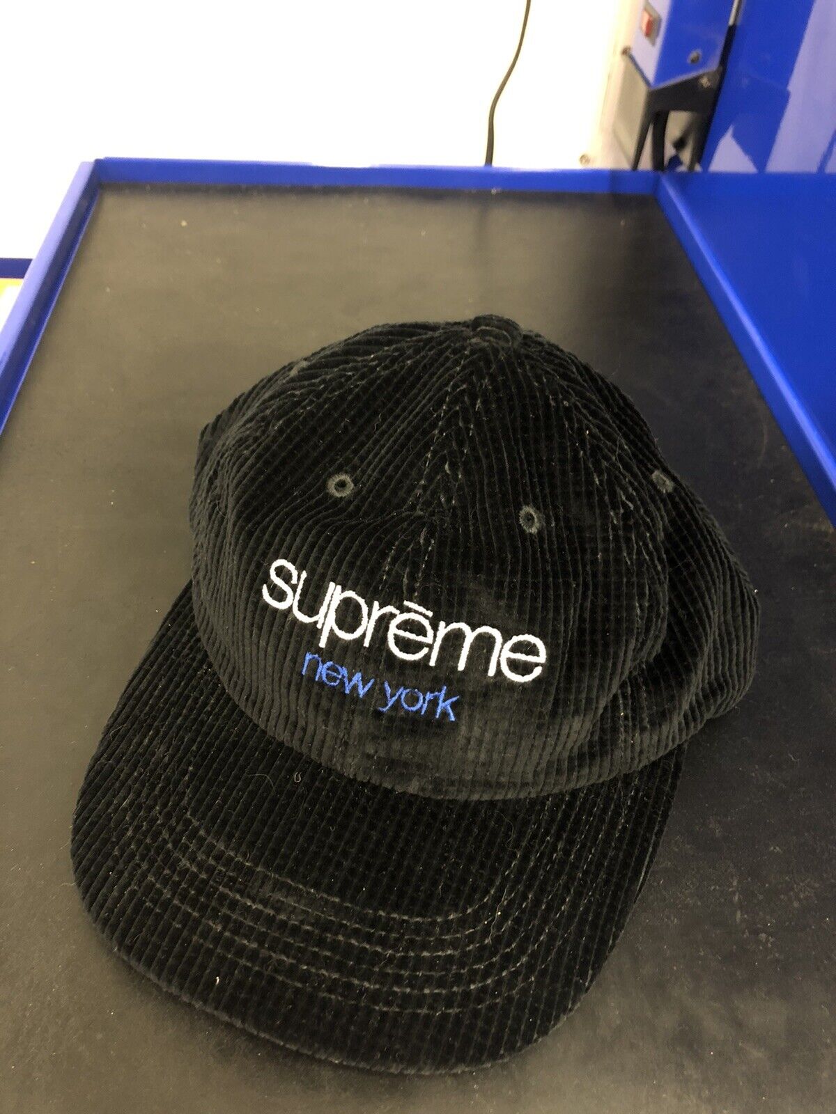 Supreme 6 Panel Cap, Black, Waffle Corduroy - Gem