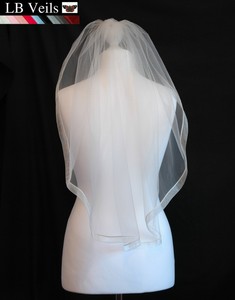 Cream Wedding Veil Ribbon Edge 1 Tier