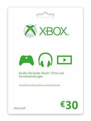 Xbox Live Guthaben 30 Euro Xbox Live Code Email