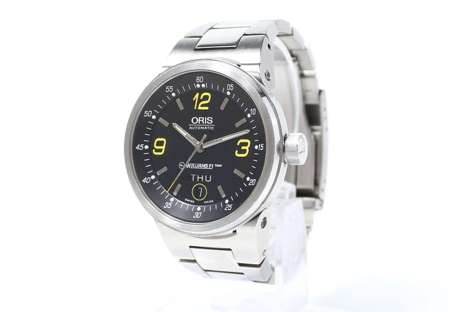 [Near MINT] ORIS William F1 Team 7560 Black yellow AT Day Date Men's Watch - Image 4 of 4