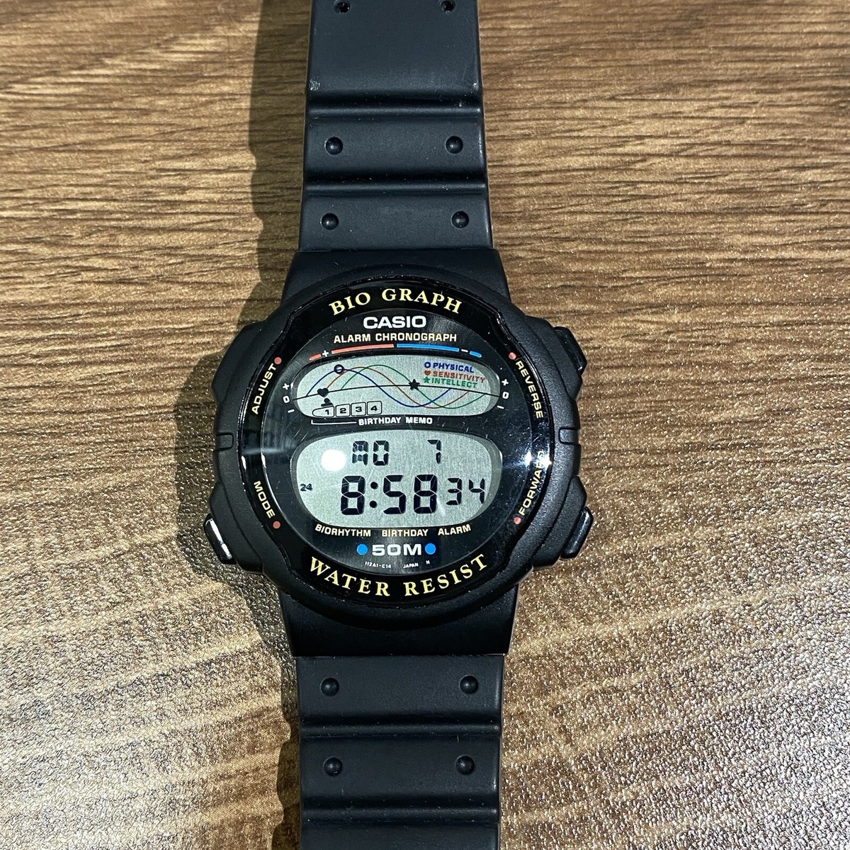 CASIO BH-100W-1A BIO GRAPH Rare Vintage Digital Watch NIB