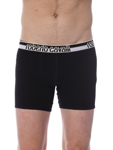 ROBERTO CAVALLI Underwear Black Cotton Stretch Branded Boxer Brief 2-Pack US M - 第 1/4 張圖片