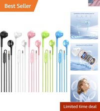 Multi-Color Wired Earbuds with Powerful Sound and Tangle-Free Design   Pack of 5