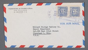 MayfairStamps El Salvador 1940s Pair Dr. Alfredo Espino Poet El Salvador to Clev