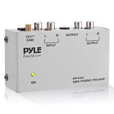 Pyle PP444Compact Phono Turntable Preamp Converts to Line Level - Silver PP444