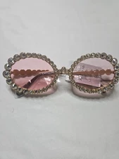 Oval Rhinestone Sunglasses Bling Crystal Frame Retro Fashion Shades