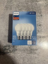 4-Pk Philips Basic Frosted Non-Dimmable LED Light Bulb Soft White 800 Lumens