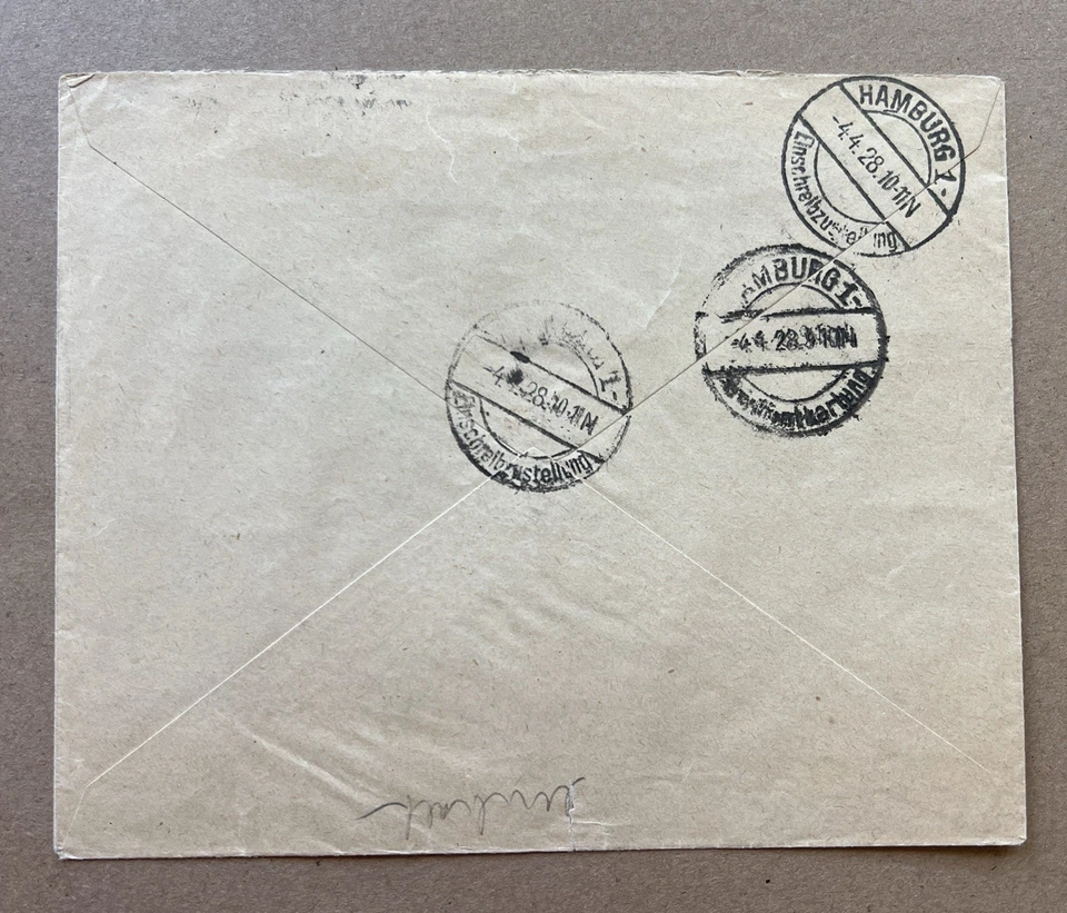 1928 年挪威北极熊航空邮件套装注册封面奥斯陆到汉堡 — 第 3/4 张图片