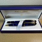 Waterman Phileas Blue Marble & Gold Trim Fountain Pen Set In Box Need Ink — photo 1