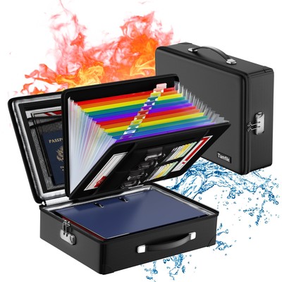 Fireproof Document Box with Fireproof Zipper, Hard Fireproof Safe Case with L...