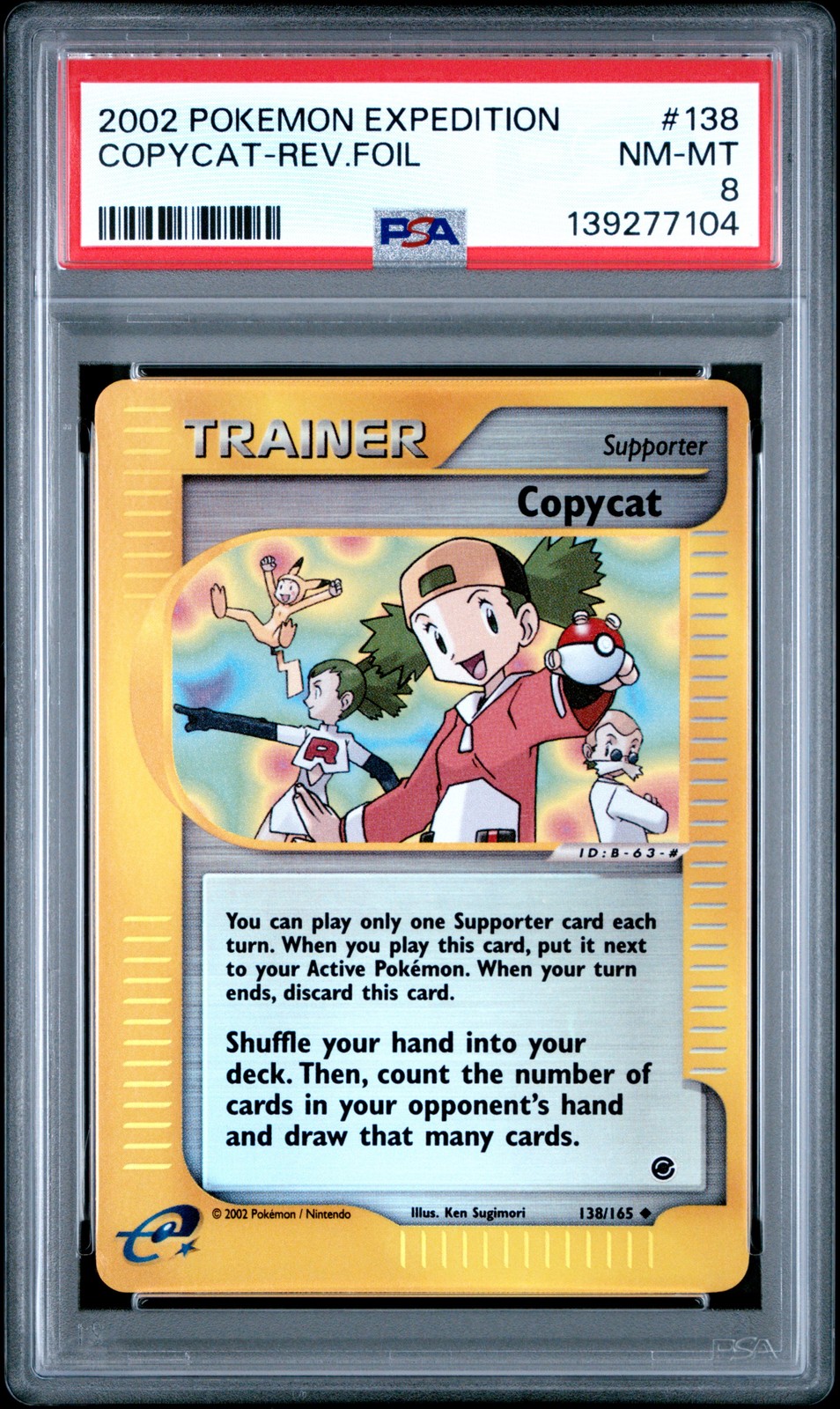 2002 POKEMON EXPEDITION #138 COPYCAT-REVERSE FOIL PSA 8
