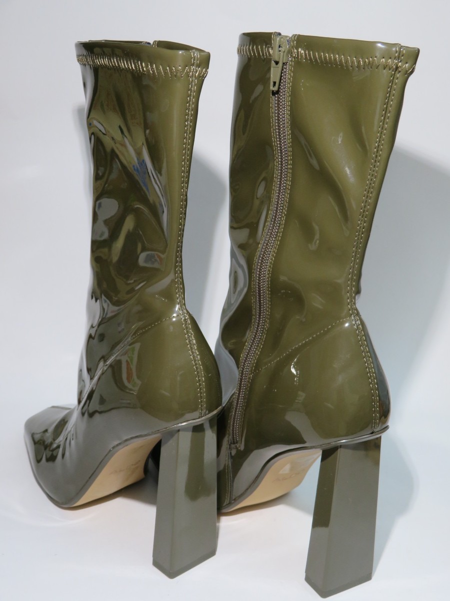 Aldo GoGo Boots Block Heel Square Toe Olive Green Womens 8.5 Boho