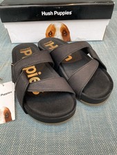 Hush Puppies Mylah Twist Leather Slide Sandals Black Uk Size 3 Wide Eu 36 #208