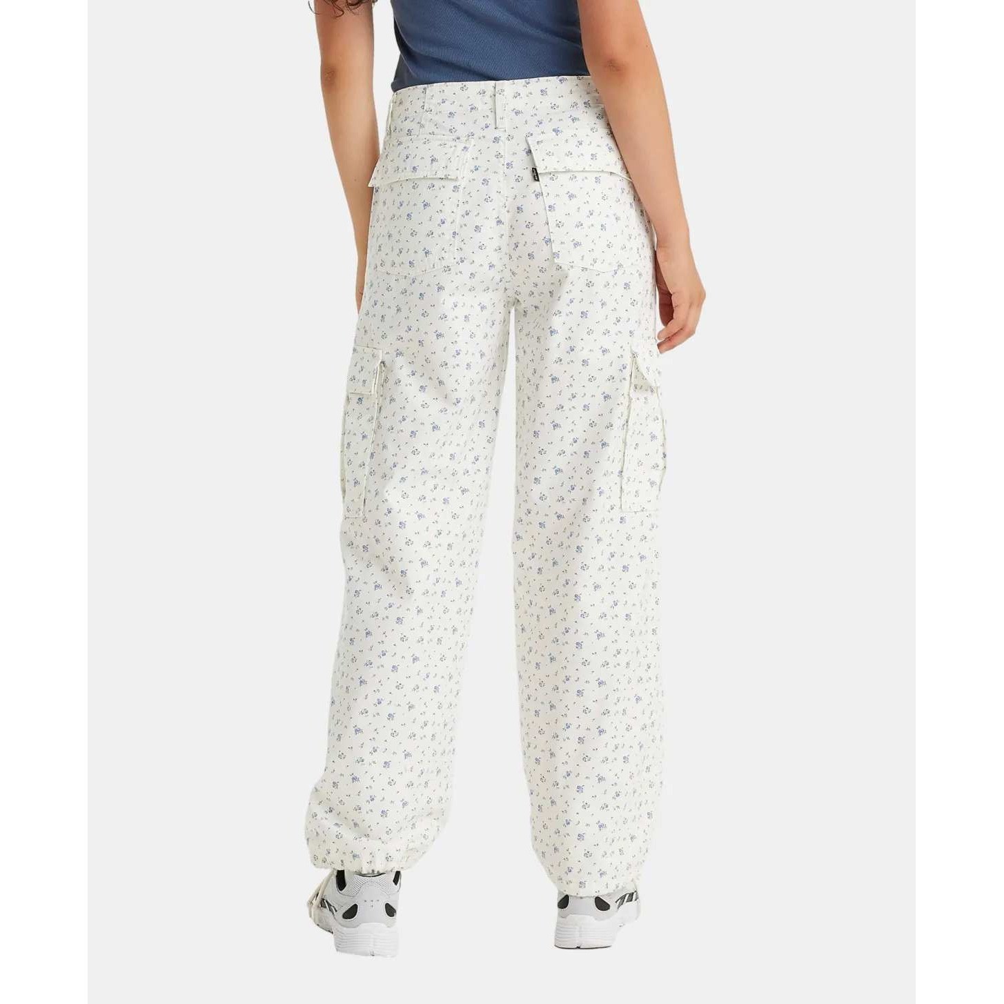 NEW Levi's '94 Baggy Floral Print Mid Rise Cargo Pants White Women's Size 28 thumbnail 3