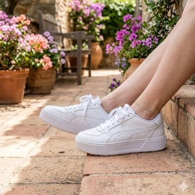 Brand: Puma Style: Carina Street Platform Color: Puma White / Silver 5.5 US (