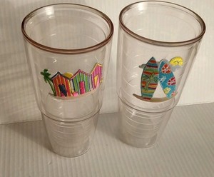 Tervis Tumbler Travel Cups Beach House Cabanas Tropical Patch 24oz Surf Boards