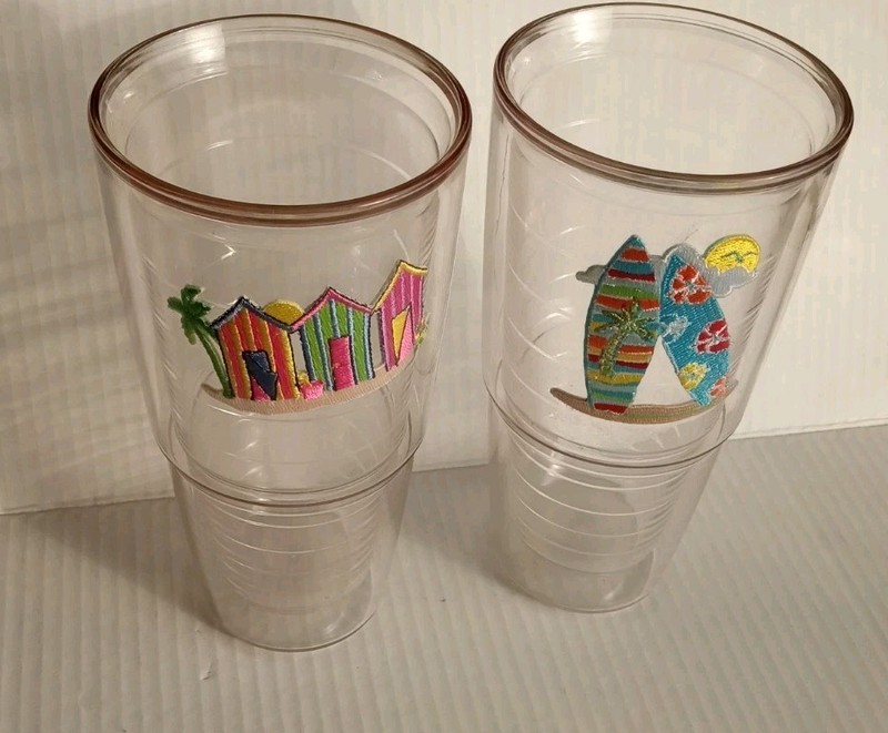 Tervis Tumbler Travel Cups Beach House Cabanas Tropical Patch 24oz Surf Boards