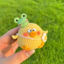 Crochet Chick Keychain, Frog Amigurumi Keychain, Funny Crochet Animal Item