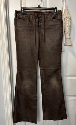 GUESS Brown 100% Genuine Leather Pants Sz 2