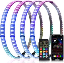Tavaray 4PCS 14 RGB LED Wheel Ring Lights APP Remote