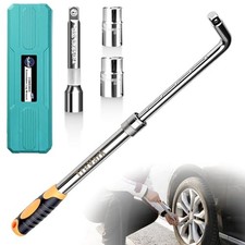 Extendable Lug Wrench with Flip Sockets, 4-in-1 Telescoping Tire Tool Set, 6