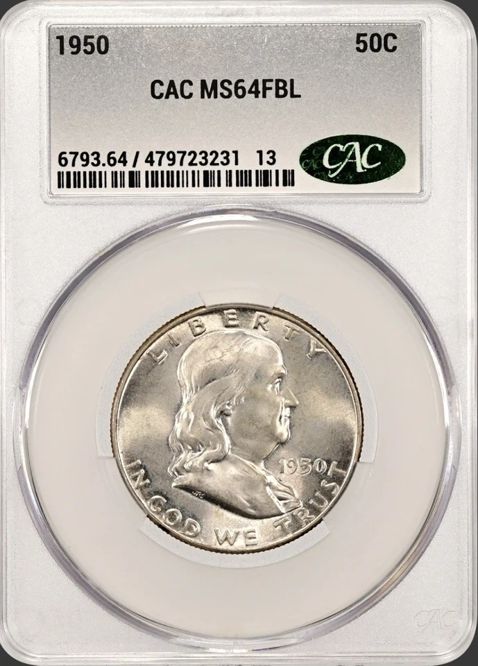 1950 Franklin meio dólar PCGS MS64 FBL - Imagem 2 de 3