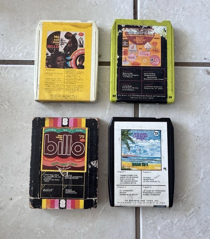 4 Billo’s Caracas Boys 8 Track Cartridge Tape - Mosaicos, Billo 76’, Billo 76.5