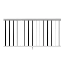 Traditional 6 Feet X 36 Inch White Polycomposite Rail Kit Black Metal Balusters