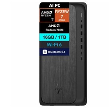 HP OmniDesk AMD Core Ryzen 7 8700G 4.20GHz 16GB 1TB SSD W11H Desktop, Gray Wood