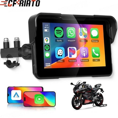 5'' Waterproof Motorcycle Navigator Portable Wireless CarPlay Android Auto Screen