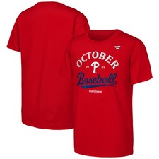 Youth Fanatics Red Philadelphia Phillies 2025 MLB Postseason Locker Room T-Shirt
