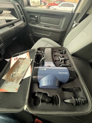 Lifepro Sonic Cordless Handheld Percussion Massage Gun Kit 8 Heads Case Blue