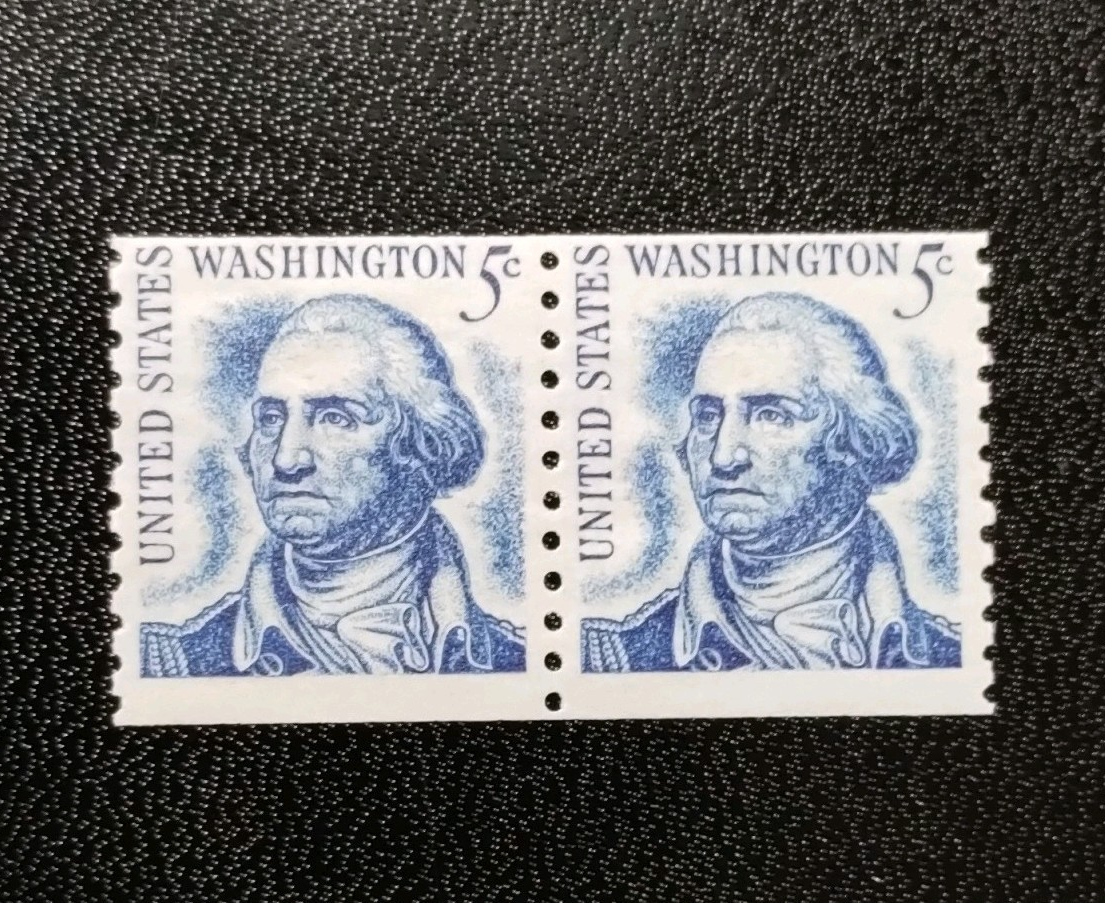 U.S. Postage Stamp George Washington 5 Cent Blue Pair (2) Mint Never Hinged