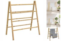 Doppel-Handtuchleiter Mit 4 Sprossen 90X50X100 Cm Bambus