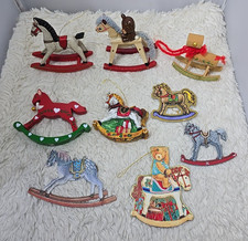 Vintage Rocking Horse Carousel Christmas Ornaments Lot of 9 Collectible Holiday