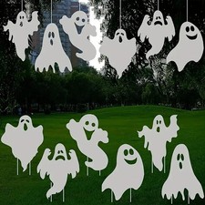 Halloween Yard Signs Outdoor Decorations - 6 PCS Ghost Stakes Outside Decor -...