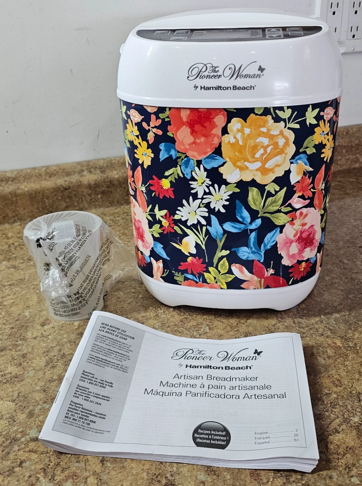 The Pioneer Woman Artisan Dough Bread Maker Hamilton Beach Floral 29889
Opens in a new window or tab