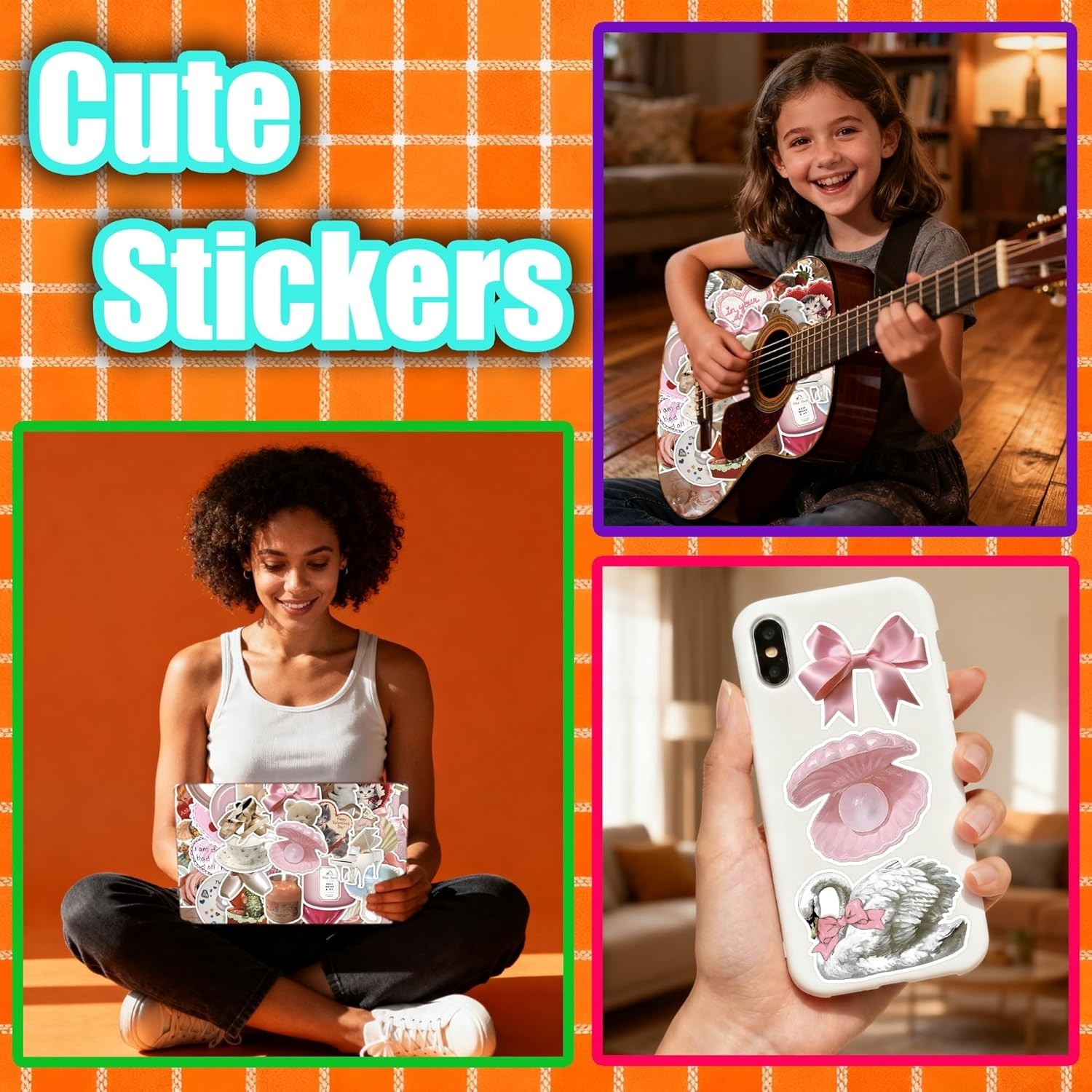 60PCS Coquette Stickers Cute Vinyl Laptop Waterproof Pink Sticker Pack for Girls