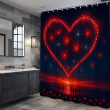 Heart Fireworks Shower Curtain for Romantic Decor