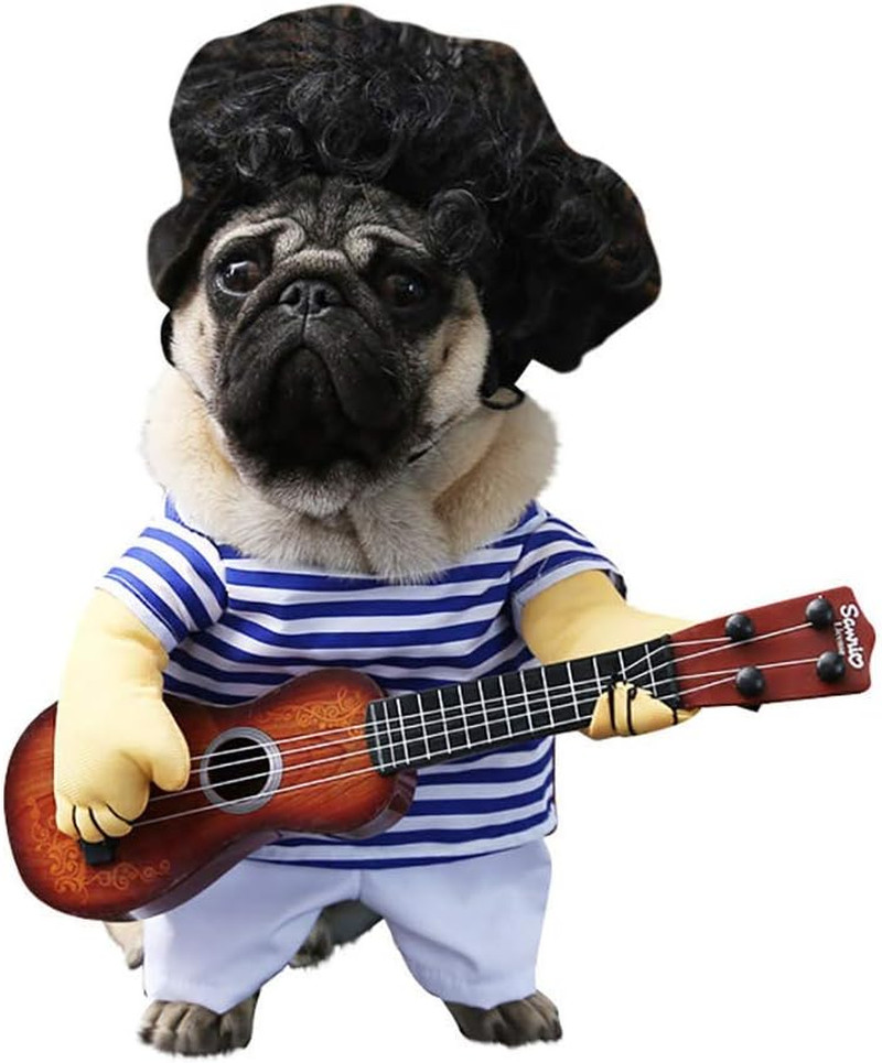 Costume Da Chitarra per Cani Da Compagnia Con Parrucca Vestiti Da Gatto Carino C
