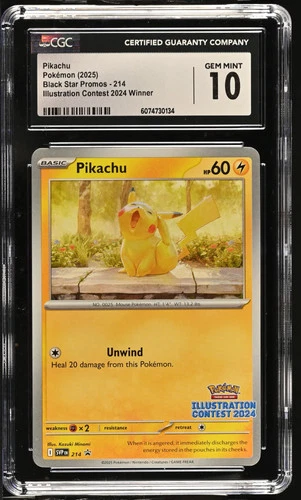 New Listing2025 Pokemon Promo Pikachu #214 Illustration Contest 2024 Winner CGC 10 GEM