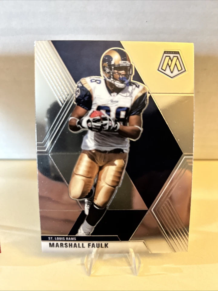 2020 Panini Mosaic Mosaic Reactive Orange Prizm + Base Marshall Faulk #121 HOF - Image 3 of 3